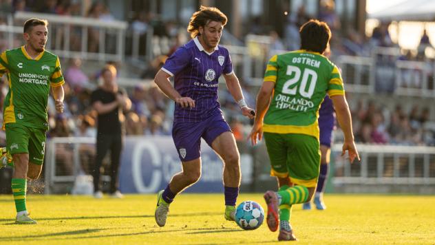 Louisville City FC with the ball against the Tampa Bay Rowdies