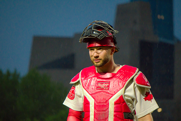 Winnipeg Goldeyes catcher Raphaël Pelletier