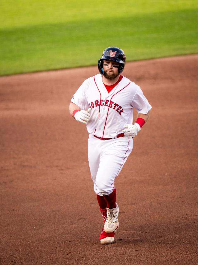 Worcester Red Sox first baseman Matt Lloyd circles the bases
