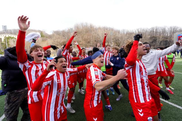 Atlético Ottawa celebrate