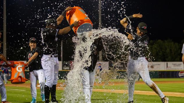 Hickory Crawdads celebrate win
