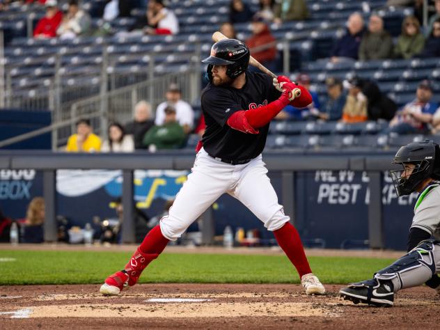 Matt Lloyd at bat for the Worcester Red Sox