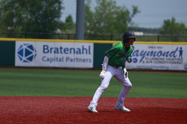 Lake Erie Crushers outfielder Garret Pike on base