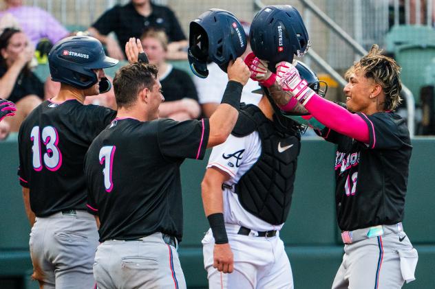 Pensacola Blue Wahoos exchange congratulations
