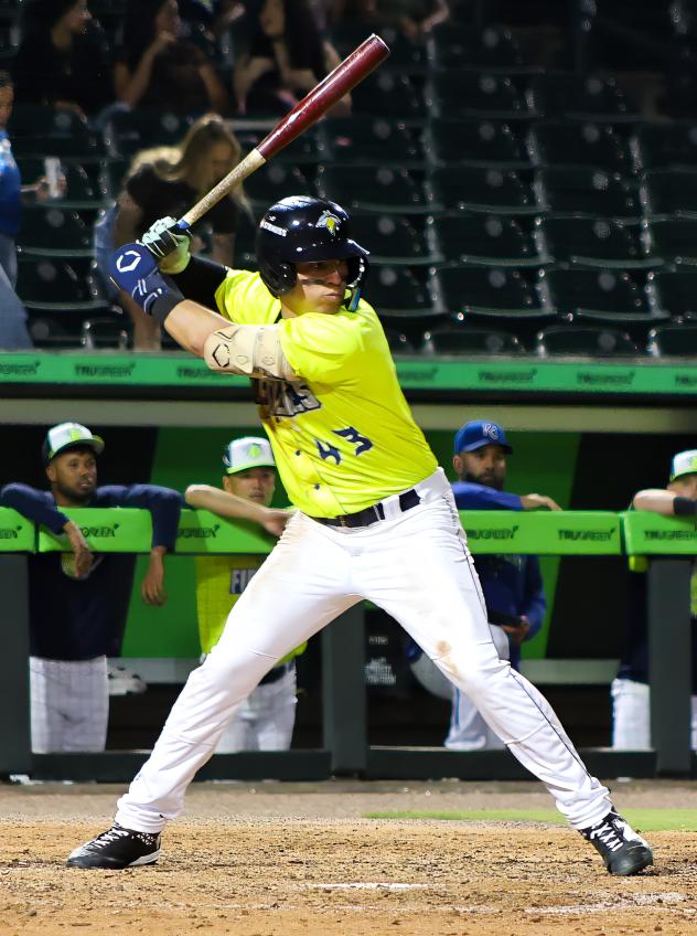 Angel Ramirez at bat for the Columbia Fireflies