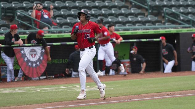 Hickory Crawdads outfielder Braylin Morel heads home