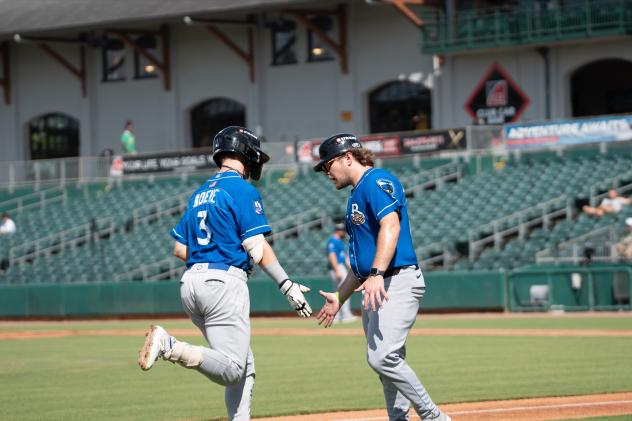 Biloxi Shuckers third baseman Mike Boeve rounds the bases