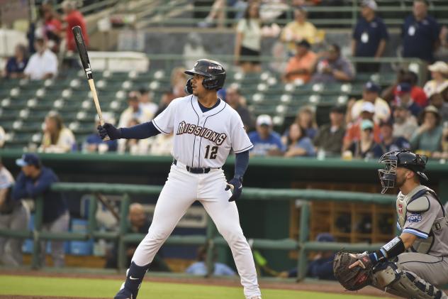 San Antonio Missions catcher Ethan Salas at bat