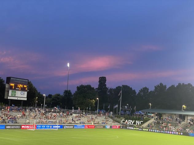 A big crowd watches the North Carolina Courage at WakeMed Soccer Park