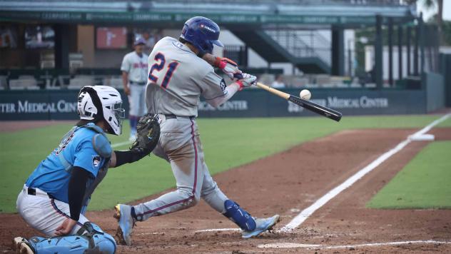 Antonio Jimenez of the St. Lucie Mets connects for a double