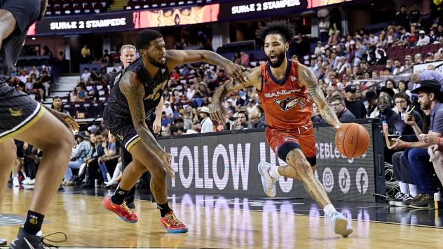 Vancouver Bandits guard Tevin Brown drives to the hoop