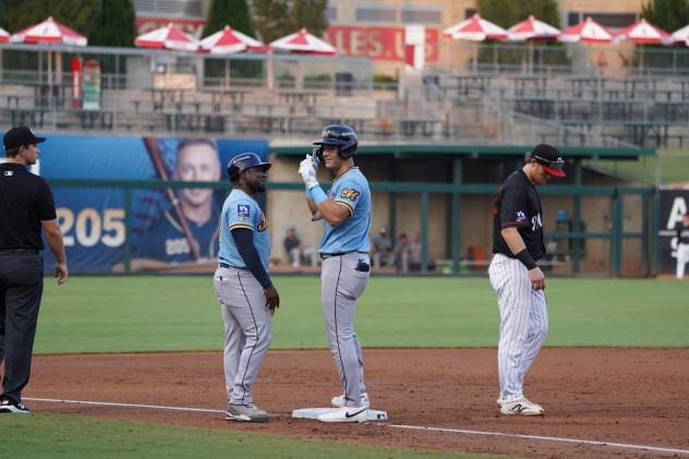 Montgomery Biscuits discuss strategy at third