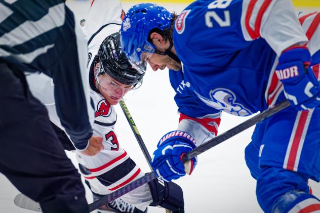 Adirondack Thunder face off with the Trois-Rivieres Lions