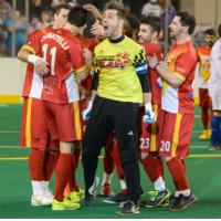 William Vanzela and teammates celebrate after scoring a goal