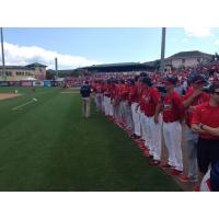 State College Spikes Lined up to Receive Championship Rings