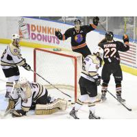 Youngstown Phantoms Celebrate Score vs. Muskegon Lumberjacks