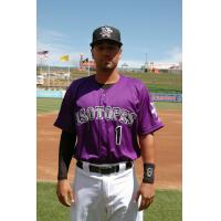 Isotopes' Joey Wong Shows Purple Sunday Jersey
