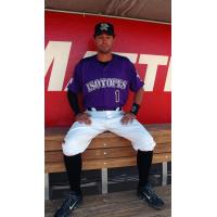 Isotopes' Joey Wong Shows Purple Sunday Jersey