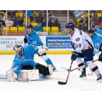 Judd Blackwater of the Ontario Reign Shoots against the Alaska Aces