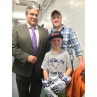 Rochester Knighthawks Owner Curt Styres with Jarrett and Hayden Hobbs