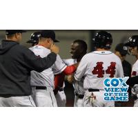 Rusney Castillo of the Pawtucket Red Sox Congratulated