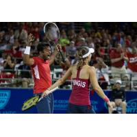 Leander Paes and Martina Hingis Celebrate