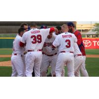 Brad Glenn of the Buffalo Bisons is Congratulated after Walk-off Homer