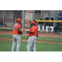 Greeneville Astros Manager Lamarr Rogers Talks with Pitcher Cristhopher Santamaria