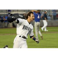 Alex Greene of the Duluth Huskies Celebrates Walk-Off Hit