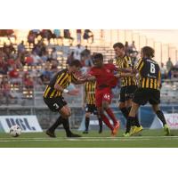 Charleston Battery's Forrest Lasso, Jarad van Schaik and Shawn Ferguson Battle Toronto FC II's Raheem Edwards