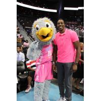 NBA Star Dwight Howard and Mascot at Alanta Dream's Breast Health Awareness Game, August 2