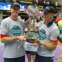 Sam Querrey and Coach Murphy Jensen of the Washington Kastles with the King Trophy