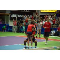 Leander Paes, Madison Brengle and Sam Querrey of the Washington Kastles in the WTT Finals