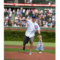 Patrick Sharp Throwing out the First Pitch at a Chicago Cubs Game