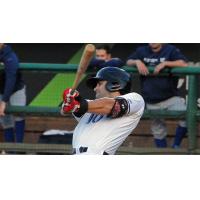 Ryan LaMarre of the Louisville Bats Follows through on Home Run Swing