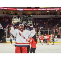 Allen Americans Forward Dyson Stevenson with the Kelly Cup