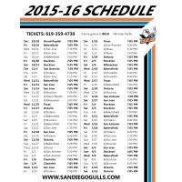 San Diego Gulls 2015-16 Regular Season Schedule
