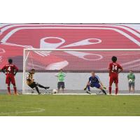 Justin Portillo of the Charleston Battery Buries a Penalty Kick vs. the Richmond Kickers
