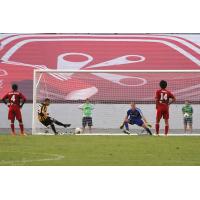 Justin Portillo of the Charleston Battery Buries a Penalty Kick vs. the Richmond Kickers