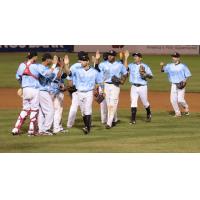 Long Island Ducks Celebrate Win over Southern Maryland Blue Crabs