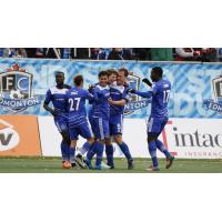 FC Edmonton Celebrates a Goal