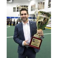 Shawn Evans of the Calgary Roughnecks with the MVP Trophy
