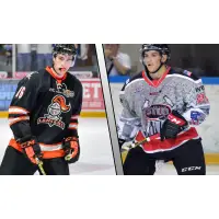 Grant Gabriele with the Omaha Lancers and Defenseman Michael Joyaux with the Chicago Steel