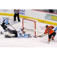 Missouri Mavericks Forward Jesse Root Scores against the Alaska Aces