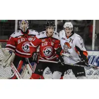 Omaha Lancers in Front of Waterloo Black Hawks' Goal