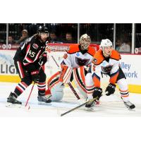 Zack Stortini of the Binghamton Senators in Front of the Lehigh Valley Phantoms Goal