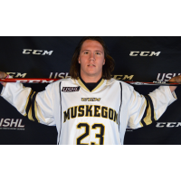 Forward Keegan Ward with the Muskegon Lumberjacks