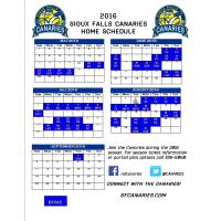 Sioux Falls Canaries 2016 Season Schedule