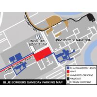 Blue Bombers Gameday Parking Map