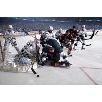 Chicago Wolves Battle in Front of Iowa Wild Goal